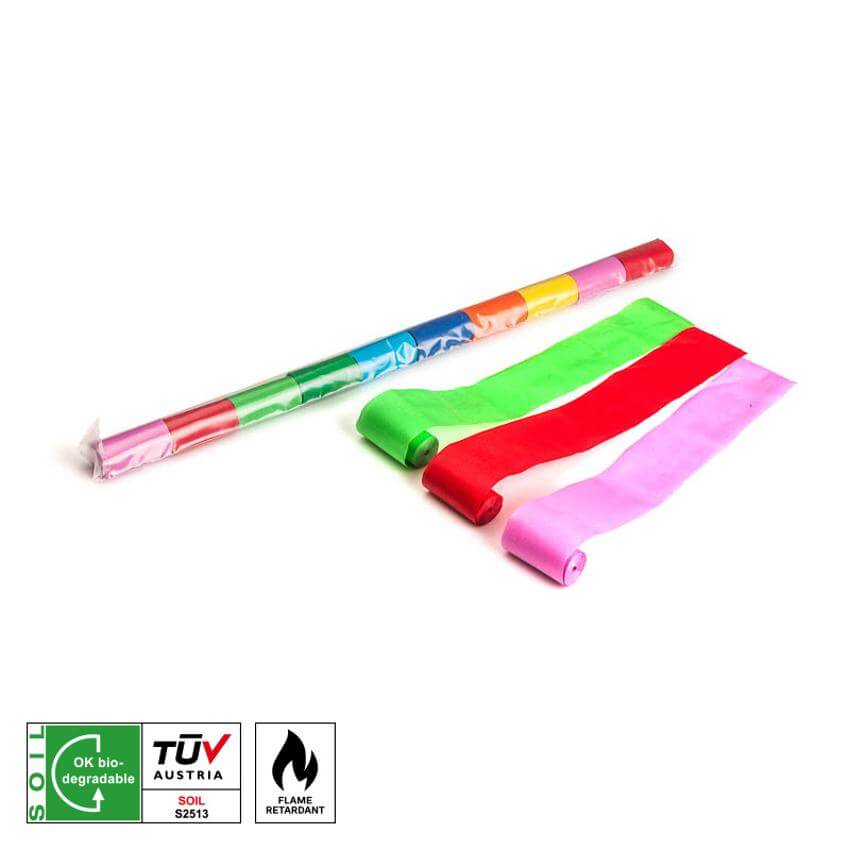 MAGICFX STREAMERS in multicolour, 10 meters long and 5 centimeters wide, biodegradable and flame retardant.