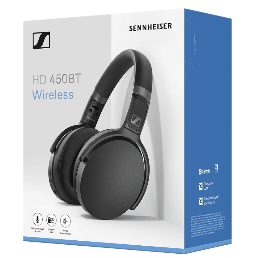 Sennheiser HD 450BT Wireless Headphones with Active Noise Cancelation - Black