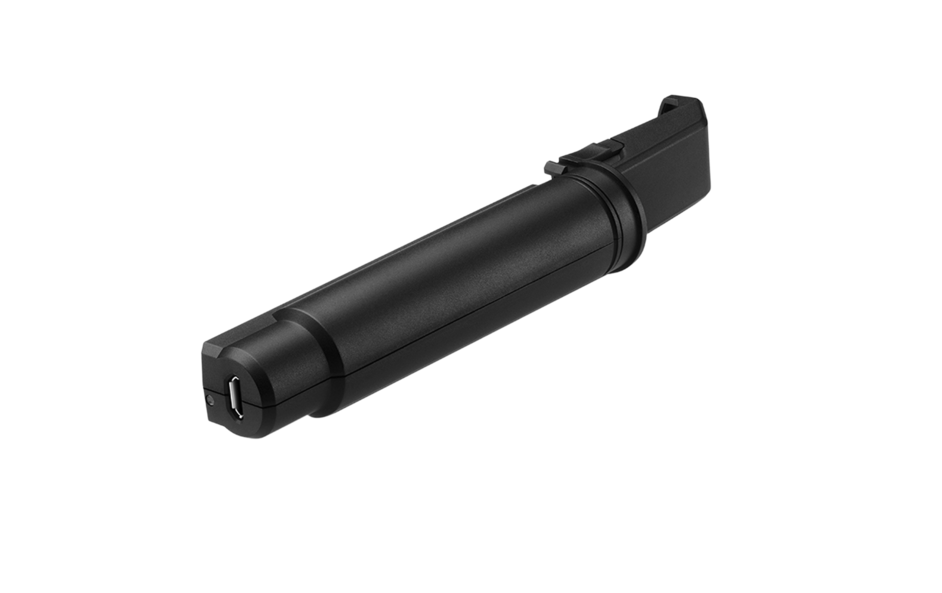 Top view of the Sennheiser BA 10 Rechargeable Battery Pack, designed for SKM D1 and AVX Handheld Transmitters, featuring a 3.7V lithium-ion battery.