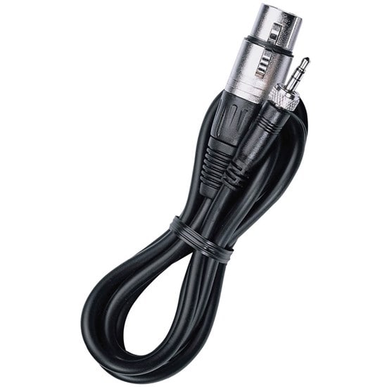 Right 45 degree angle view of the Sennheiser CL 2 Microphone Line Cable, 3.5mm Lockable Jack to XLR-3F, 1.5m.