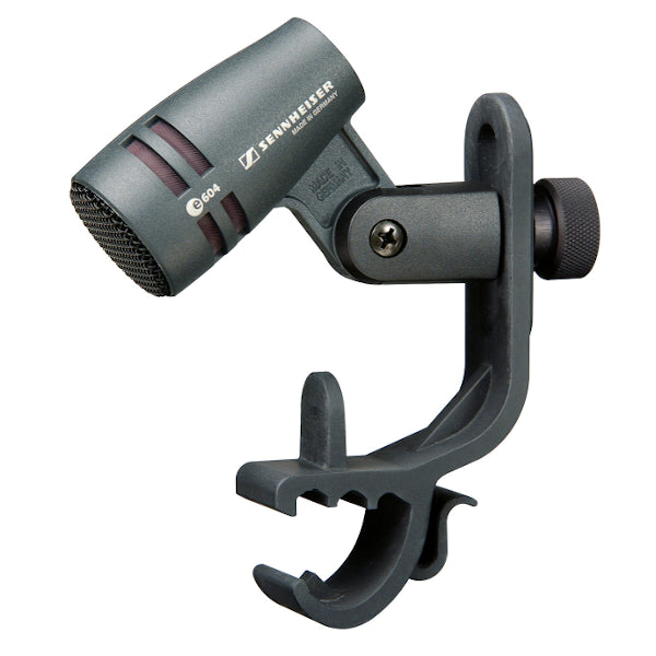 Left 45 degree angle view of the Sennheiser E 604 Dynamic Cardioid/Instrument Microphone with Pivot Mount.