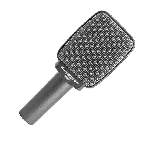 Top view of the Sennheiser E 609 Super Cardioid Instrument Microphone, Silver, XLR-3M.