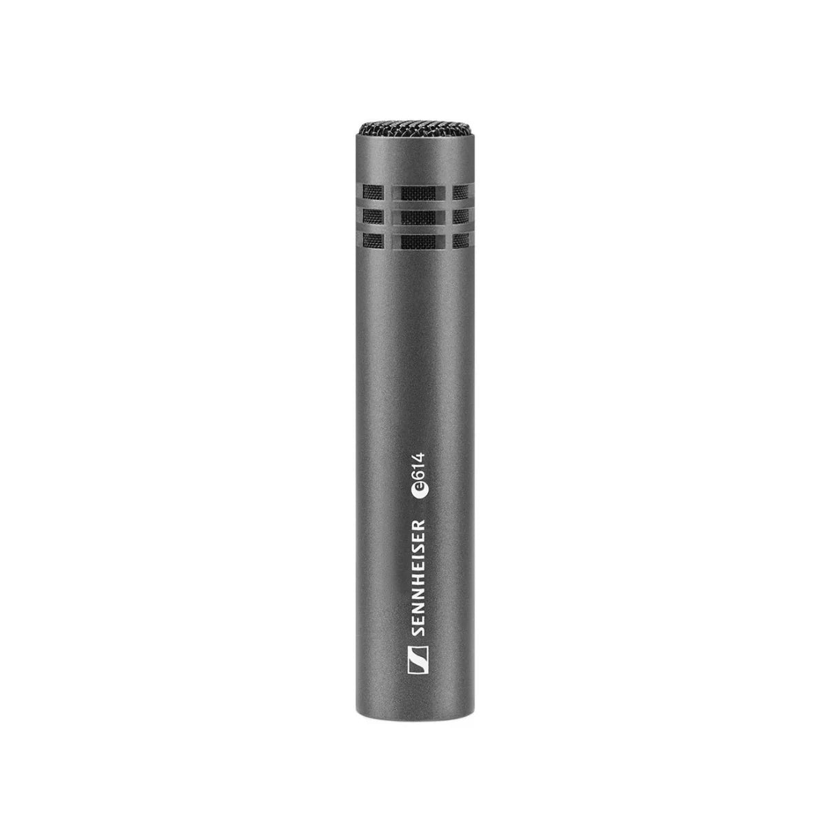 Front view of the Sennheiser E 614 Super Cardioid Instrument Microphone.