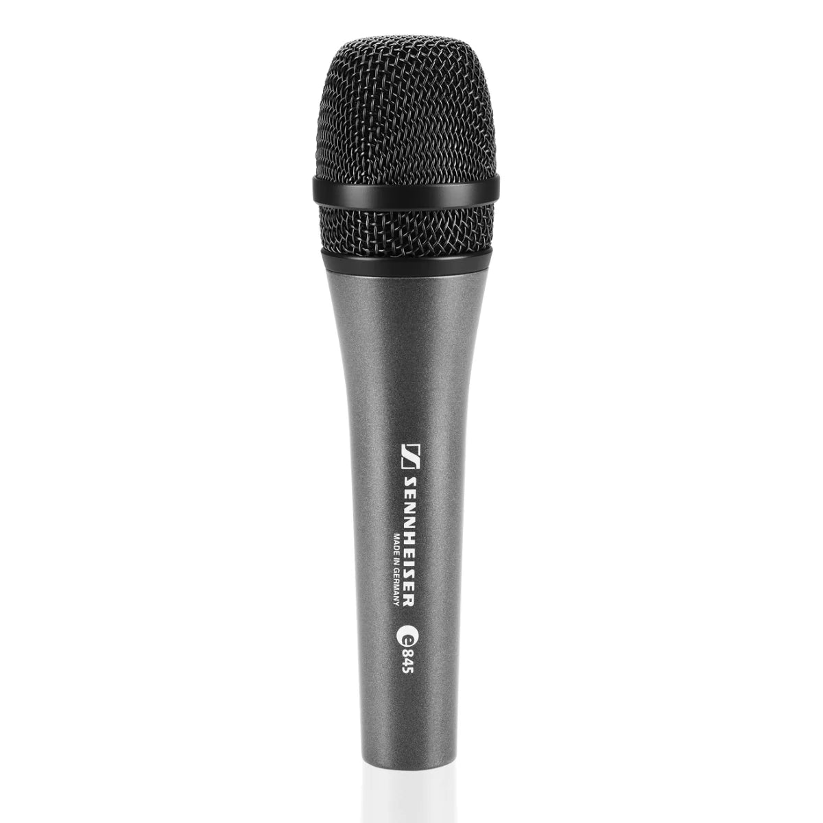 Front view of the Sennheiser E 845-S Dynamic Super Cardioid Microphone With On/Off Switch.