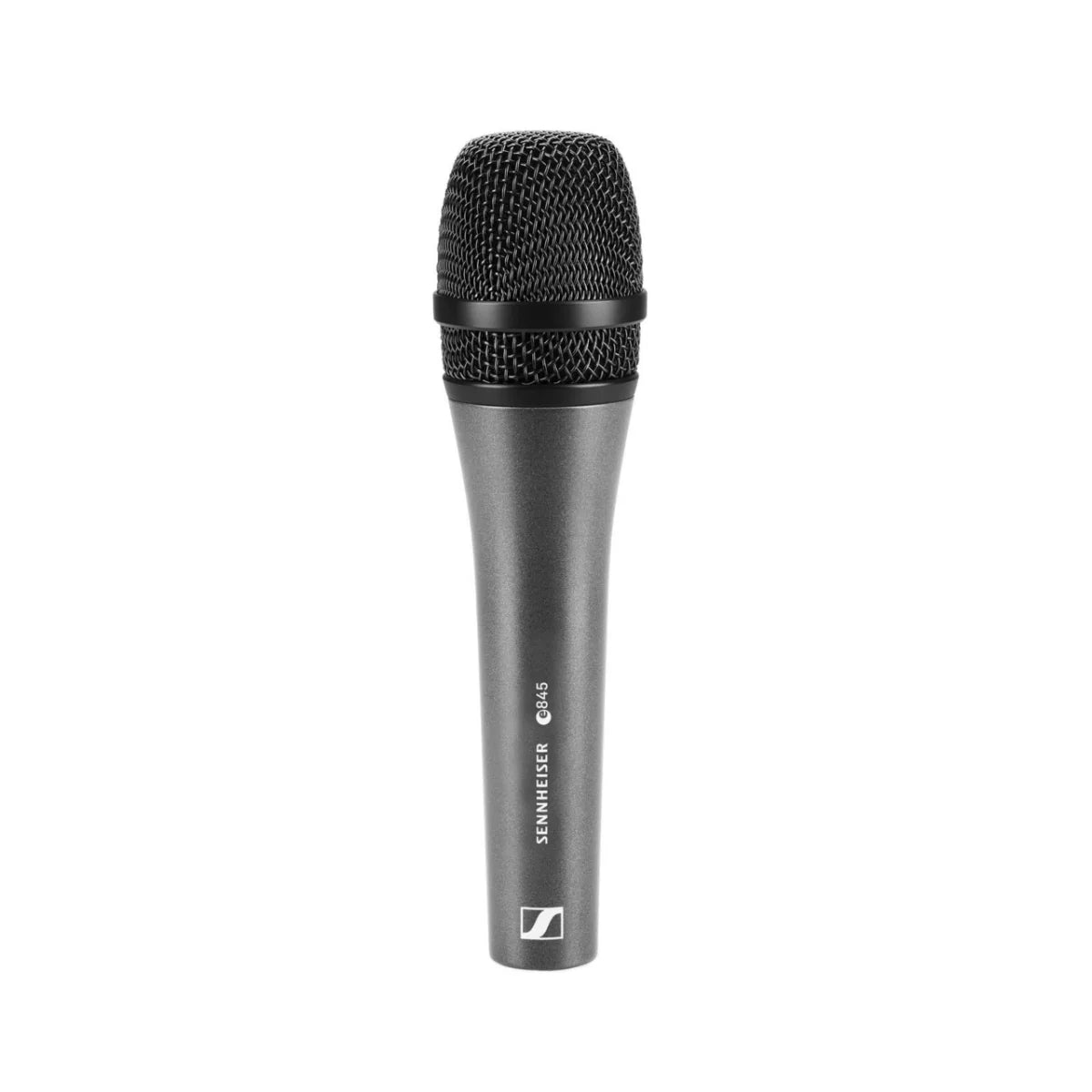 Front view of the Sennheiser E 845 Dynamic Super Cardioid Microphone.