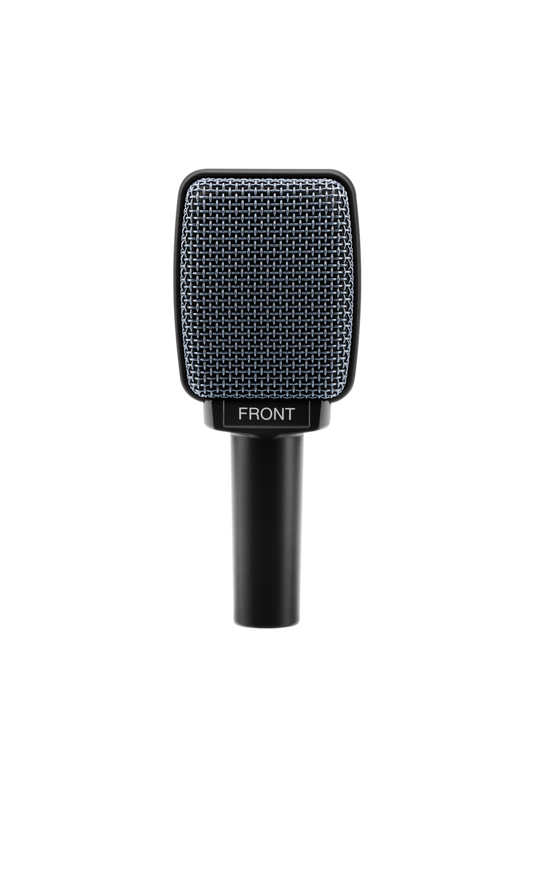 Front view of the Sennheiser E 906 Dynamic Super Cardioid Instrument Microphone.
