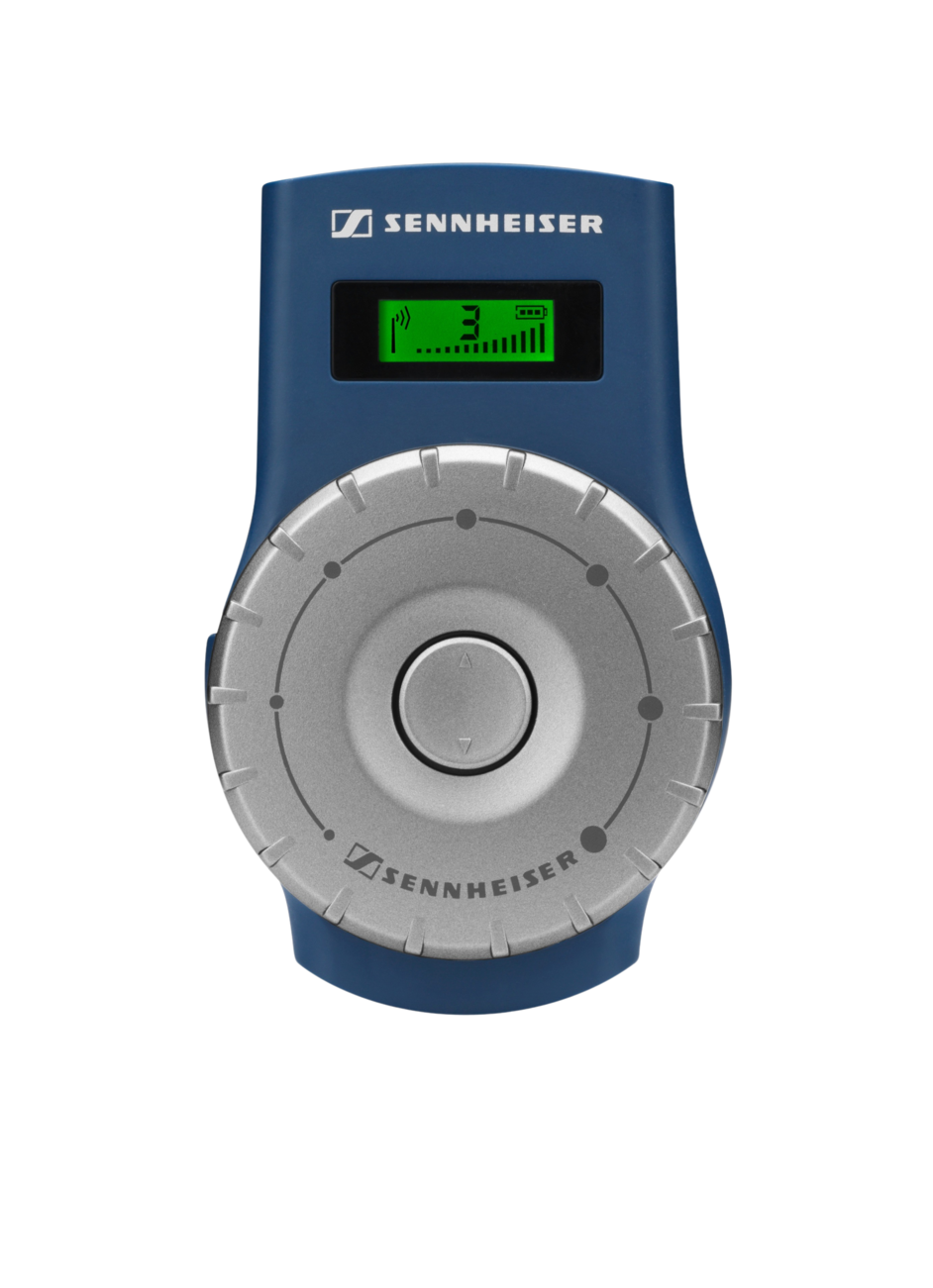 Front view of the Sennheiser EK 2020-D-II TourGuide, Digital RF Receiver, 3.5mm Jack Plug, 863-865MHz.