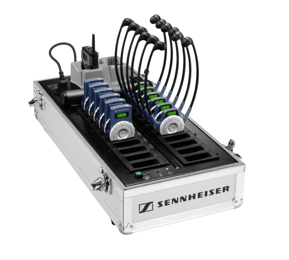Second front view of the Sennheiser EZL 2020-20L TourGuide, Charging Case with Bays for HDE 2020, SK 2020 & BA 2015.