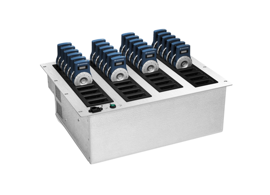 Top view of the Sennheiser L 2021-40 Charger Rack, for HDE 2020, 40 Charging Compartments.