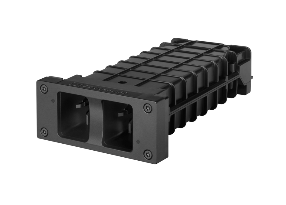 Top angled view of the Sennheiser LM 6060 Charging Module for Two BA 60 Battery Packs, fits in L 6000 Charging Station.