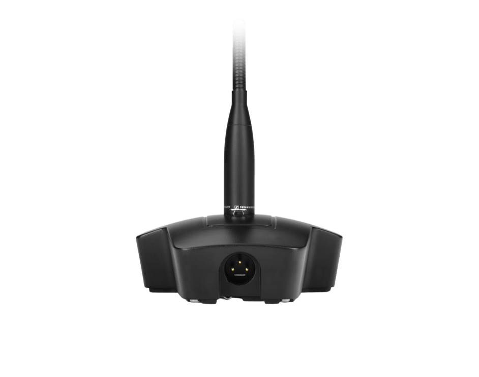 Back view of the Sennheiser MAT 153-S B Table Stand with LED Light Ring for XLR-5 Gooseneck Mics, Black.