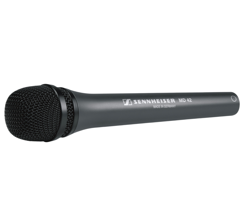 Side view of the Sennheiser MD 42 Dynamic Omni-directional Reporter's Microphone, Extra Long, XLR-3M.