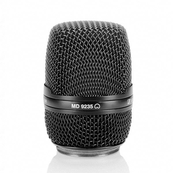 Front view of the Sennheiser MD 9235 BK Dynamic Condenser Super Cardioid Microphone Module, Black.