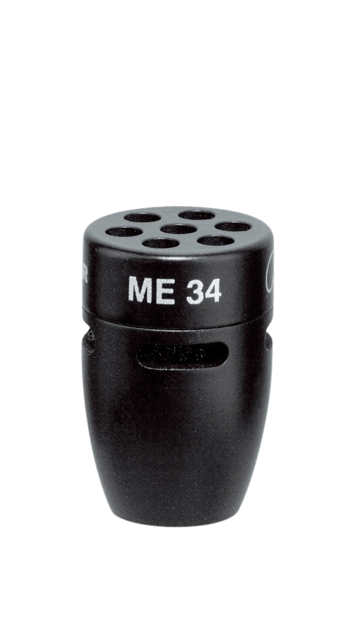 Front view of the Sennheiser ME 34 Cardioid Condenser Microphone Module, Black, for MZH Gooseneck.