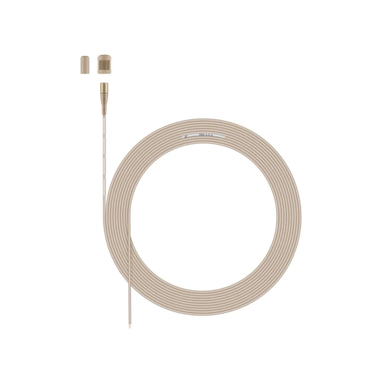 Top view of the Sennheiser MKE 1-5-3 Omni-directional Lapel Microphone, Beige, 3m Cable, 3.3mm Capsule.