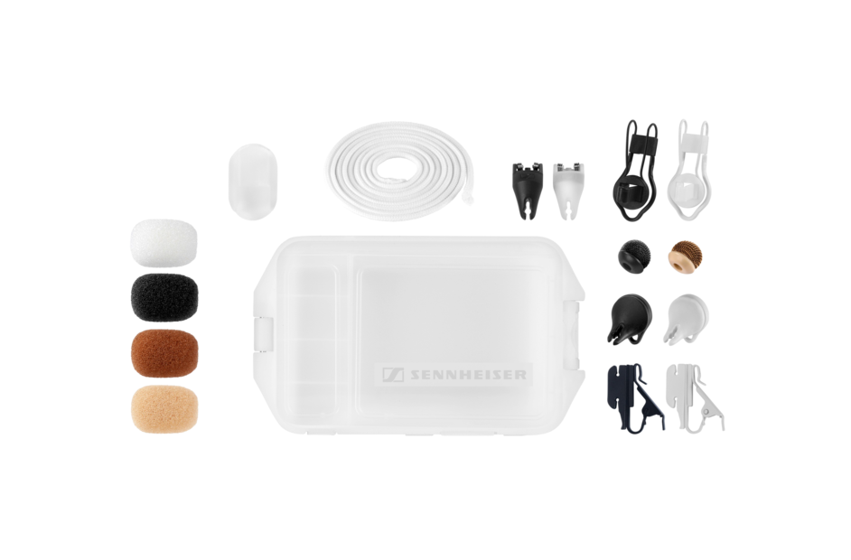 Top view of the Sennheiser MZ 1 Accessory Kit for MKE 1 Microphones Complete Set.