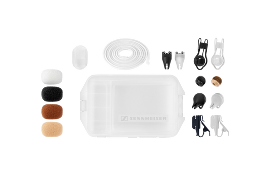 Top view of the Sennheiser MZ 1 Accessory Kit for MKE 1 Microphones Complete Set.