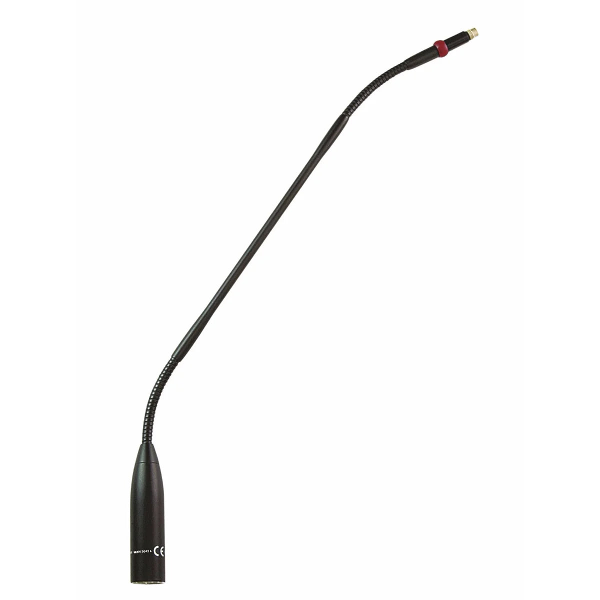 Front view of the Sennheiser MZH 3042 L Gooseneck with LED Light Ring, Matte Black, Two Flexible Sections, 400mm, XLR-5.