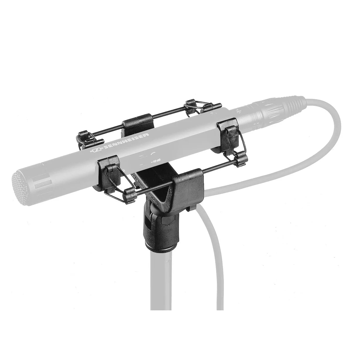 Application view of the Sennheiser MZS 40-0 Shockmount for noise attenuation.