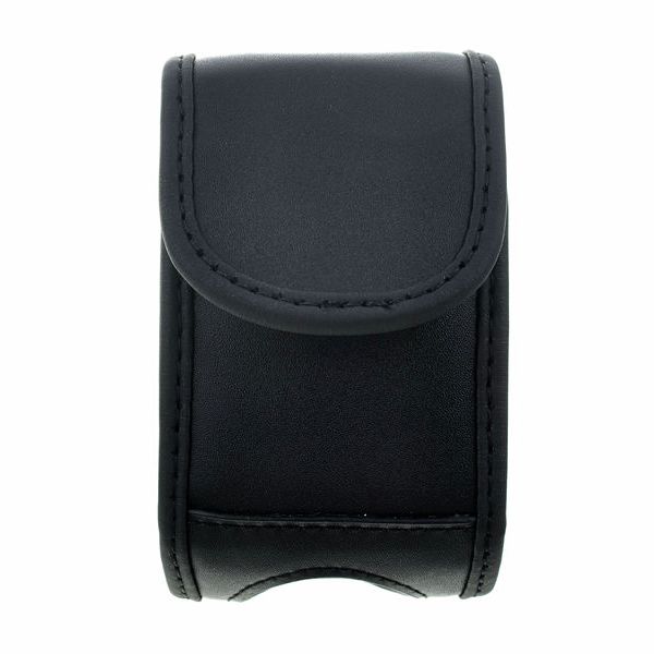 Front view of the Sennheiser POP 1 Black Leather Bag with Belt Clip.