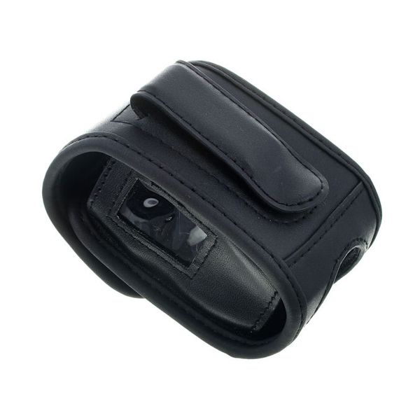 Back view of the Sennheiser POP 1 Black Leather Bag with Belt Clip.