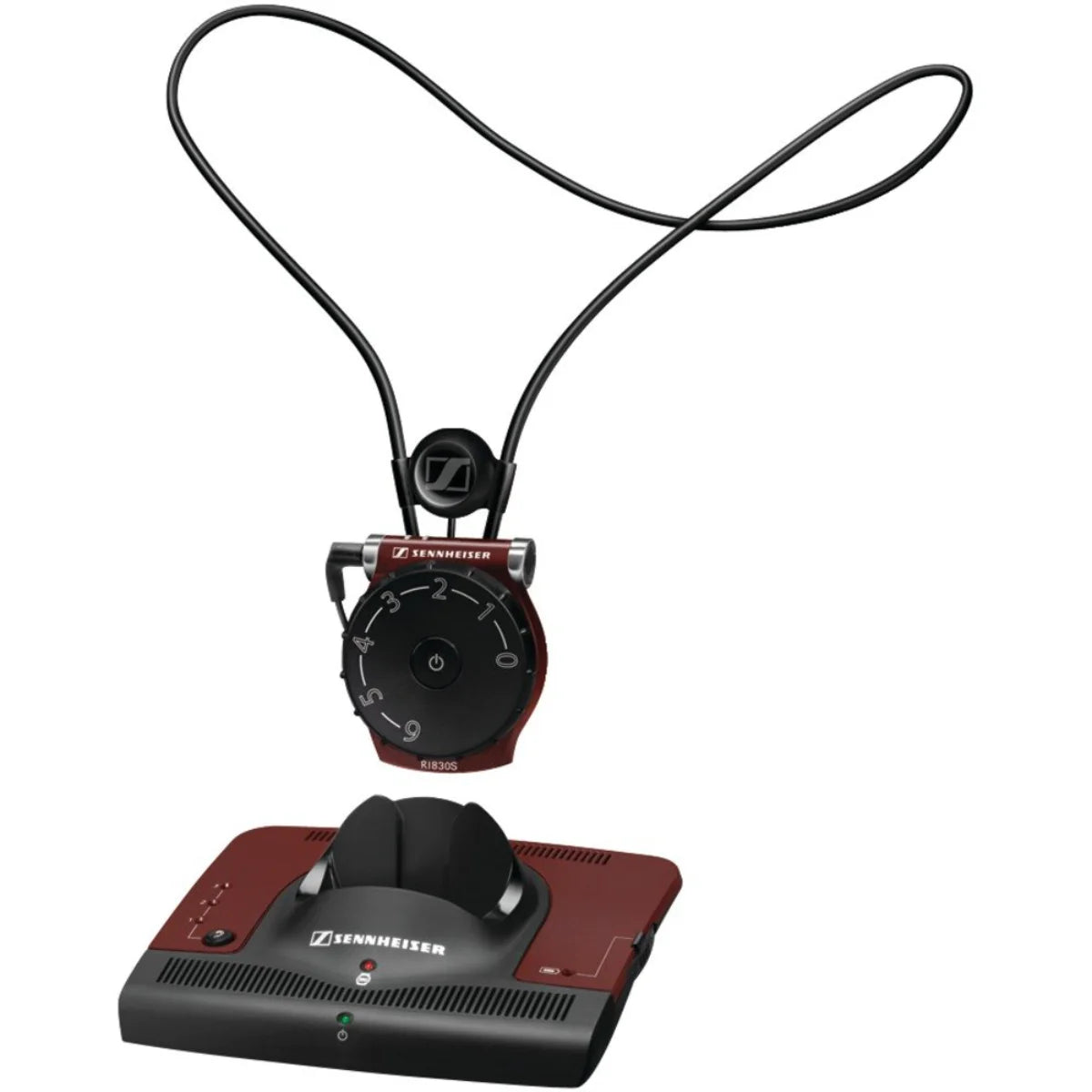 Front view of the Sennheiser Set 830 S STX & RX System with Hearing/Aid Loop for TV/Hi-Fi, 3.5mm Jack Plug, 2.3/2.8MHz.