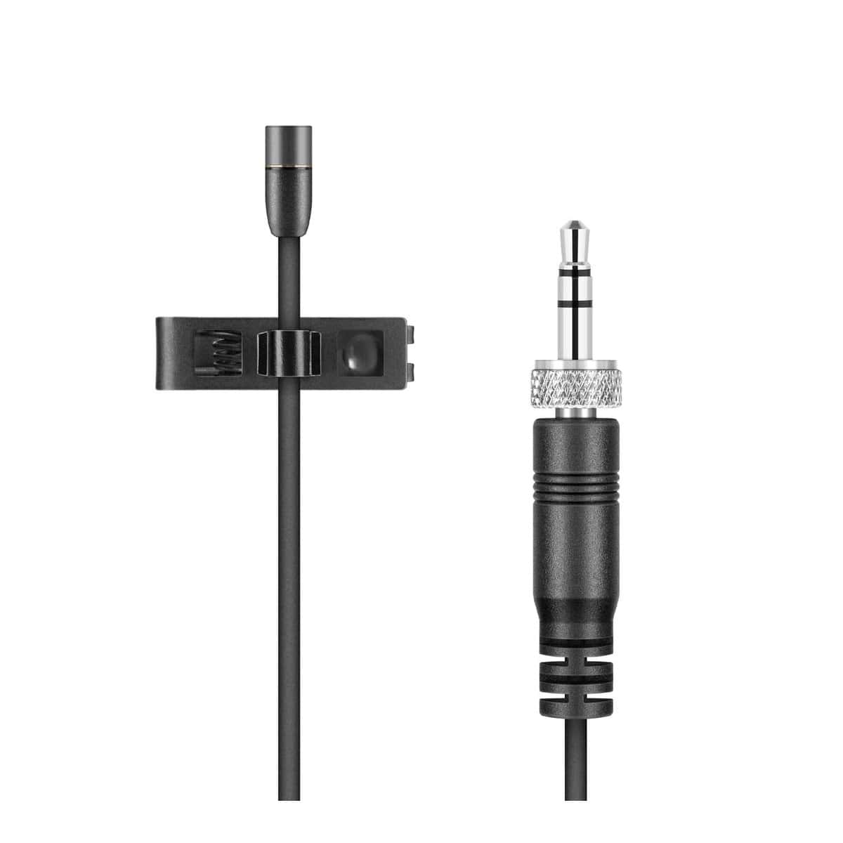 Input and Output view of the Sennheiser MKE 2-EW GOLD Lapel Omni-directional Clip-on Microphone, Black, 3.5mm.