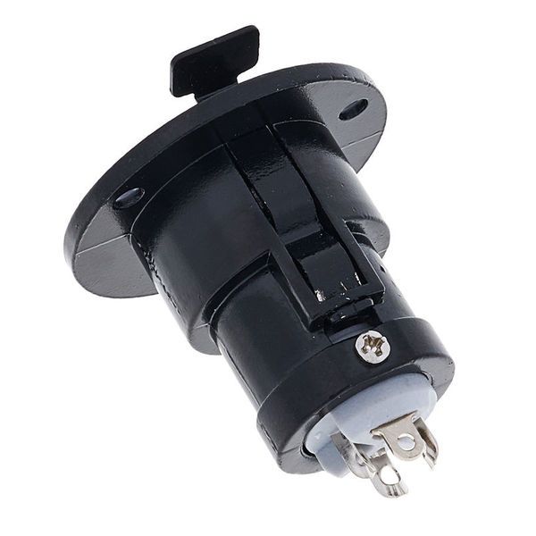 Top 45 degree angle view of the Sennheiser MZT 30 B Table Installation Socket, Black, XLR-3 Microphone Connector.