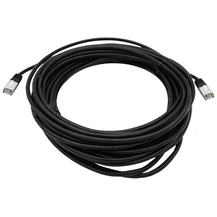 Linkbasic 15M Cat5e shielded flylead cable, designed for UV protection and enhanced durability.