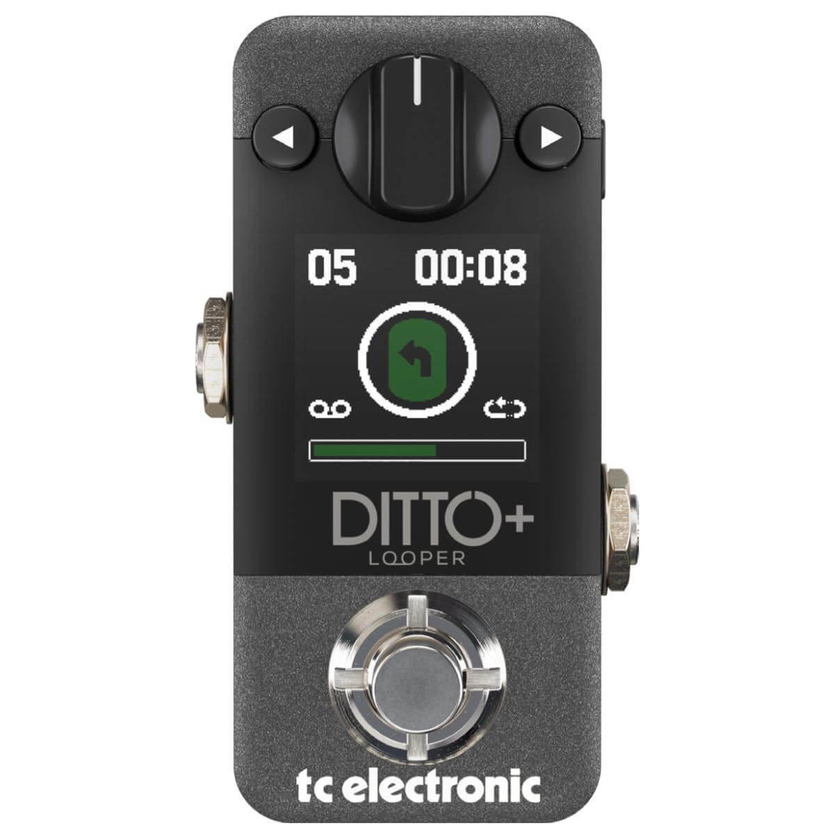 TC Electronic Ditto Looper Pedal for creating instant creative phrases, showcasing its design and features.