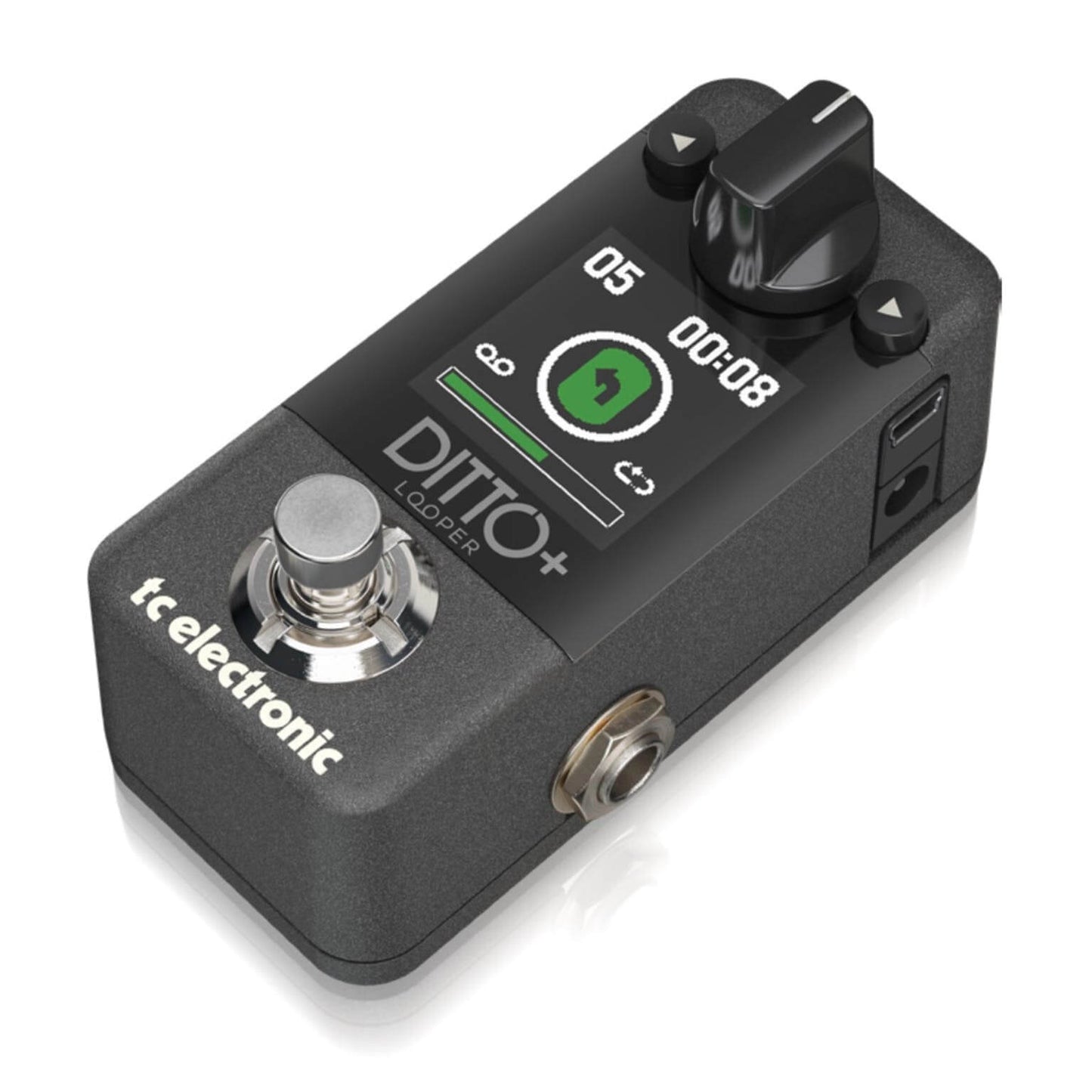 TC Electronic Ditto Looper Pedal for creating instant creative phrases, featuring a right-angle design.