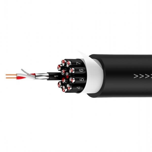 Roxtone 12 Way Multicore Audio Cable, 50 meters long, 26AWG, designed for professional audio applications.
