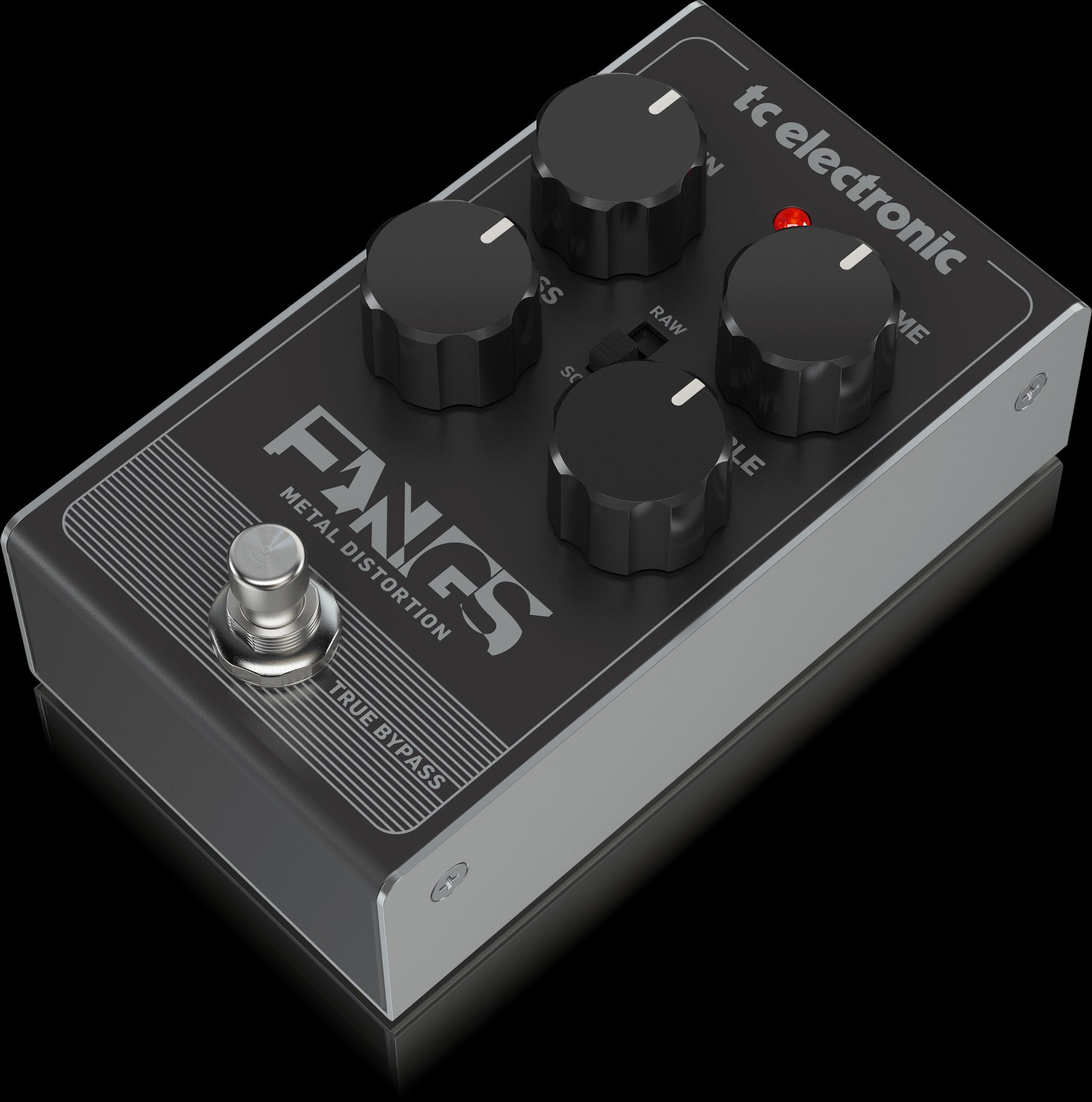 TC Electronic Fangs Metal Distortion Pedal showcasing its right side view.
