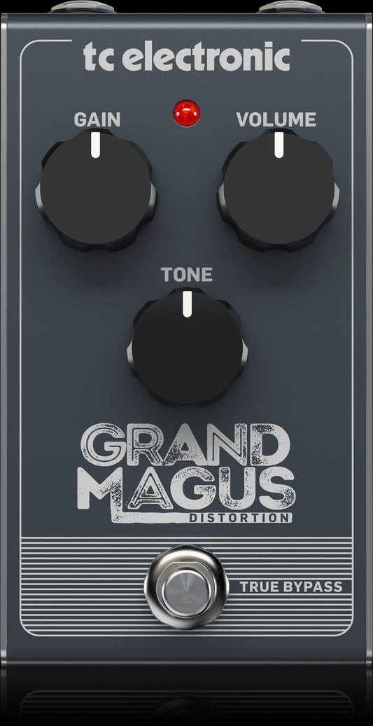 TC Electronic Grand Magus Distortion Pedal top view showcasing its design and controls.