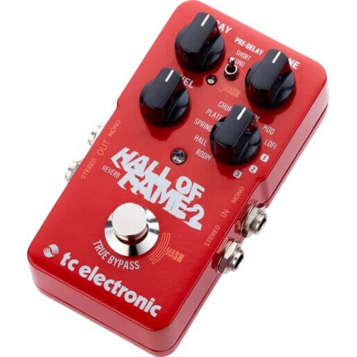TC Electronic Hall Of Fame 2 Reverb Pedal featuring Shimmer and MASH technology, displayed in a compact design.
