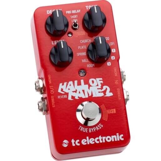 TC Electronic Hall Of Fame 2 Reverb Pedal featuring Shimmer and MASH technology, showcasing its sleek design.