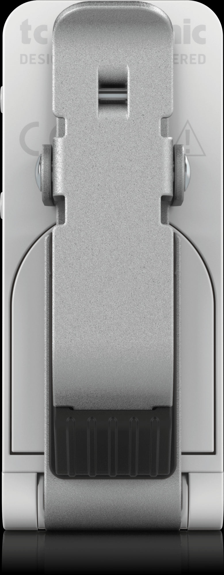Rear view of the TC Electronic PolyTune Clip polyphonic guitar tuner designed for headstock use.