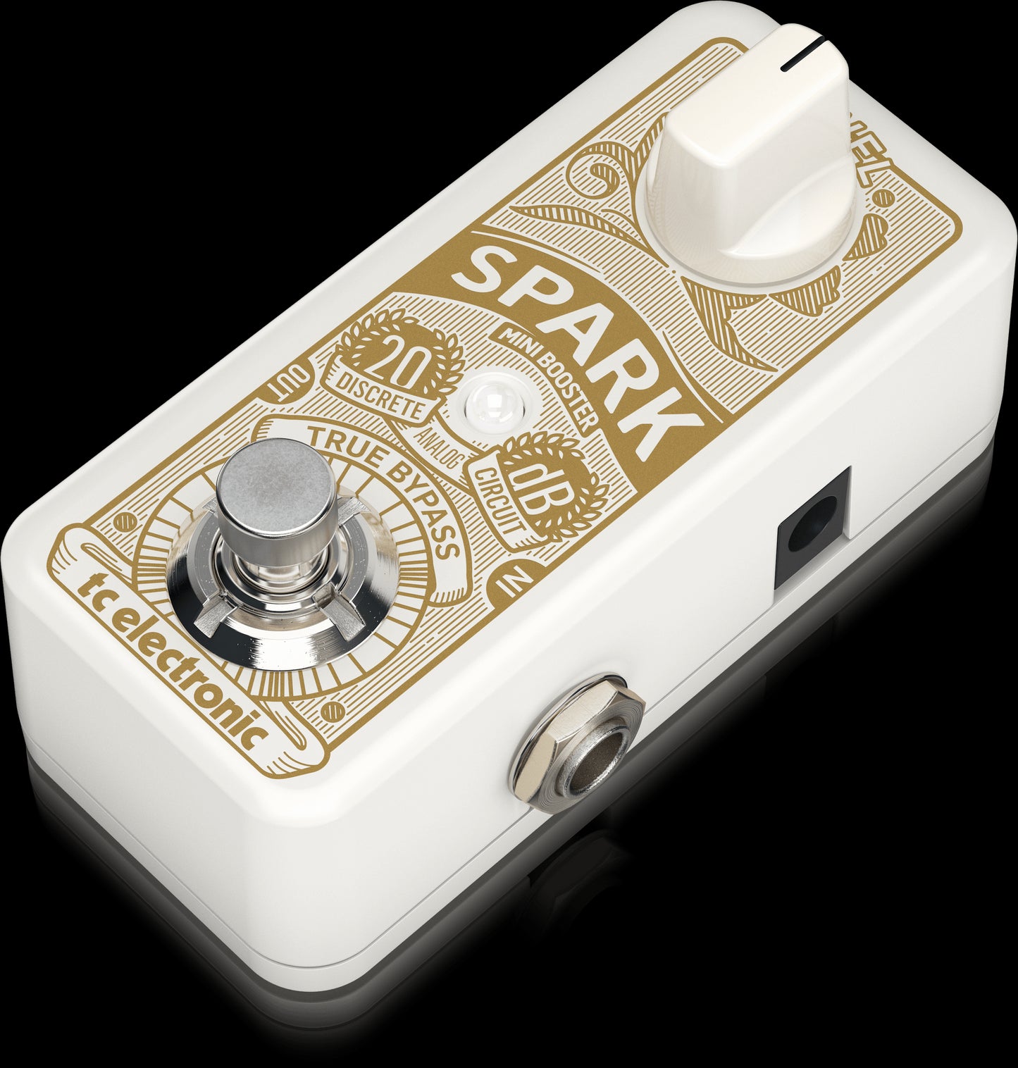 TC Electronic Spark Mini Booster Pedal displayed from the right side.