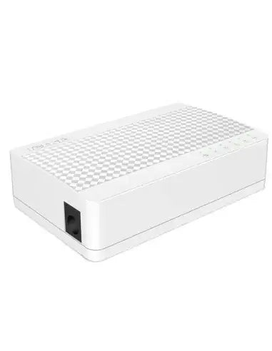 Image of the Tenda S105 5-Port Fast Ethernet Switch, showcasing its compact design and multiple Ethernet ports.