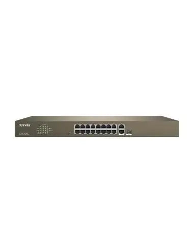 Image of the Tenda 16-Port Fast Ethernet PoE Switch 250W, showcasing its design and features.
