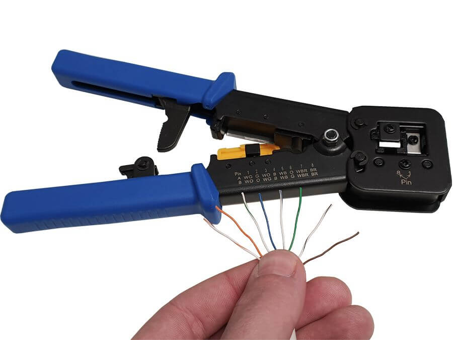 Scoop EZ Crimp Tool for RJ45 connectors, showcasing its ergonomic design and functionality.