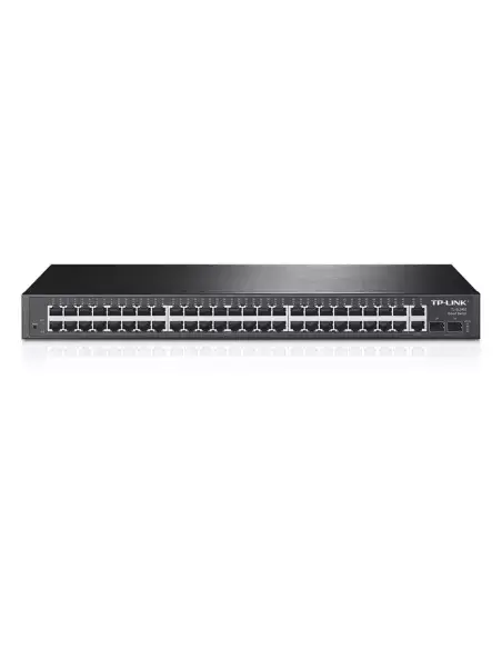 TP-Link 48-Port 10/100 Rackmount Switch with RJ45 ports in a 1U 19-inch steel case