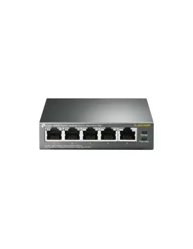 TP-Link 5-Port Gigabit PoE Desktop Switch with 5 Ethernet ports and 4 PoE ports for power over Ethernet connectivity.