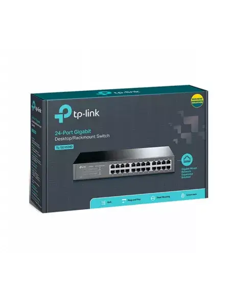 TP-Link 24-Port Gigabit Switch with 24 RJ45 ports for high-speed network connectivity.