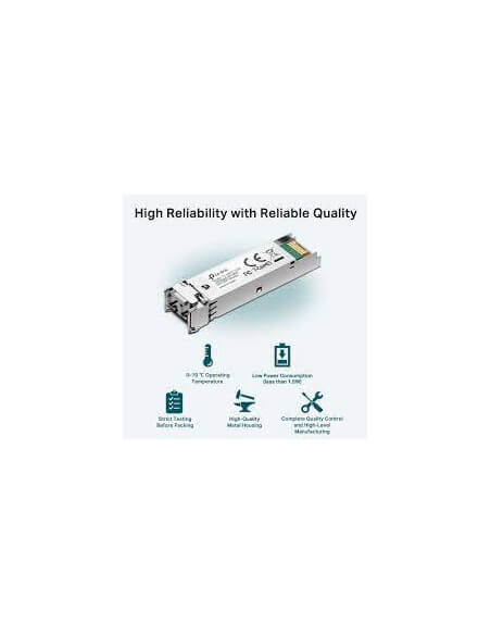 TP-Link Gigabit SFP Module designed for multi-mode connectivity, suitable for high-speed network applications.