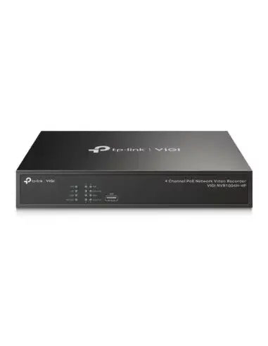 TP-Link VIGI 4-Channel PoE Video Recorder with multiple camera inputs and network capabilities.