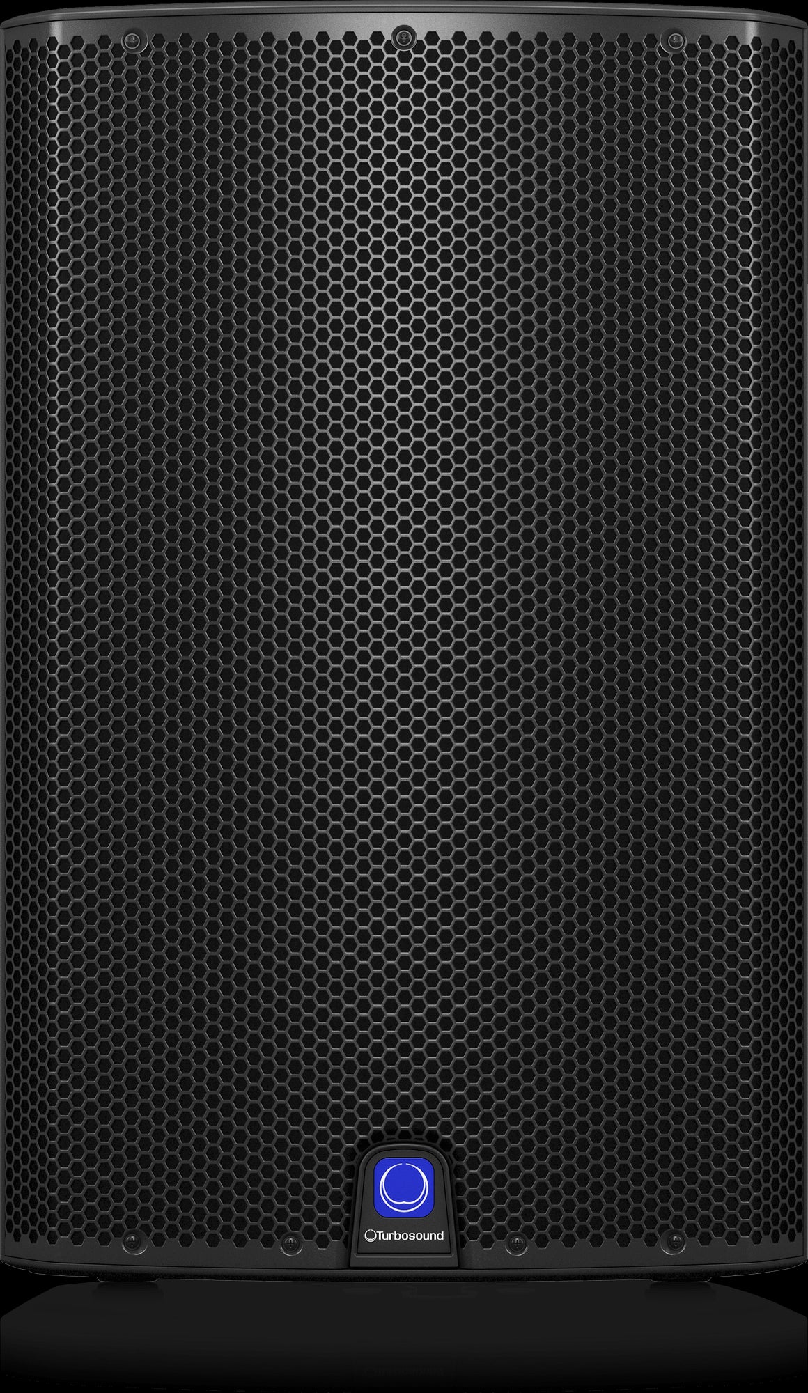 Front view of the Turbosound iQ15 2500W 15-inch active loudspeaker designed for live applications.