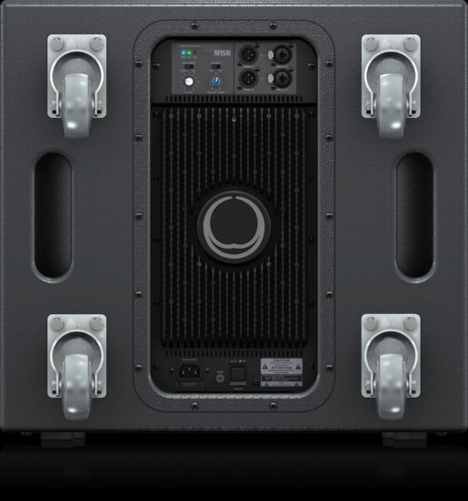 Turbosound MILAN M15B 15 inch 2200W active powered subwoofer with a sleek design.