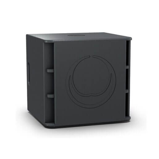 Turbosound MILAN M15B 15-inch active powered subwoofer with a sleek design.