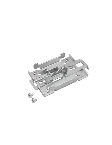 Teltonika Metal DIN Rail Adapter measuring 82x46x20mm, designed for mounting on DIN rails.